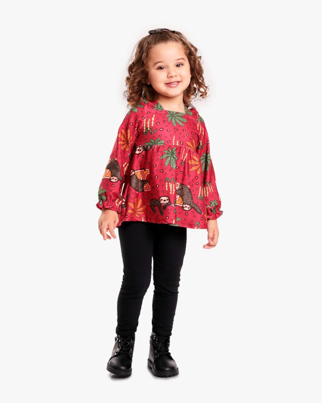 Conjunto Infantil Menina com Blusa Manga Longa Estampada - Kely Kety - Wine-ef8b2852-7837-404f-9e69-e6ae92df1b72