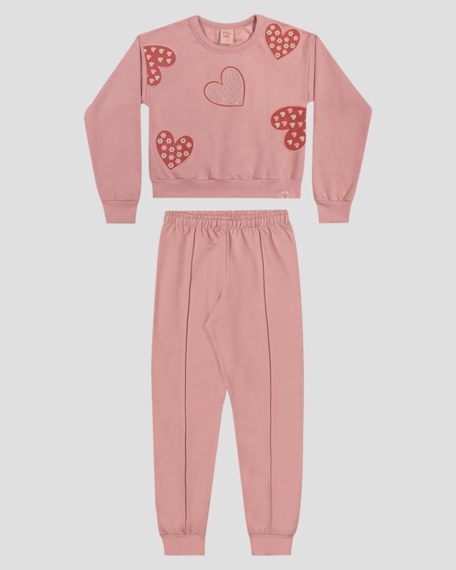 Conjunto Infantil Menina com Blusão e Calça em Moletom - Kely Kety - Rosa-0bd6bef8-c3b0-4354-8be1-7fbbd64fa9b5