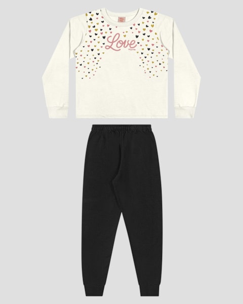 Conjunto Infantil Menina com Blusão e Calça - Kely Kety - Branco
