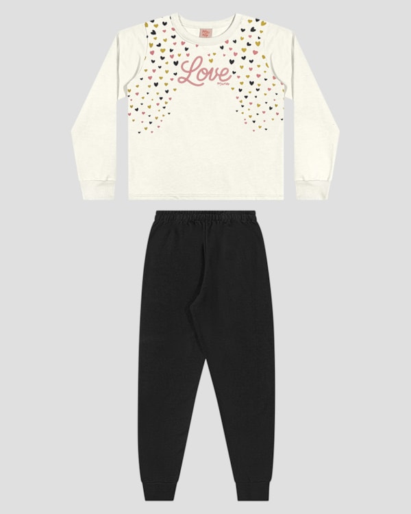 Conjunto Infantil Menina com Blusão e Calça - Kely Kety - Branco