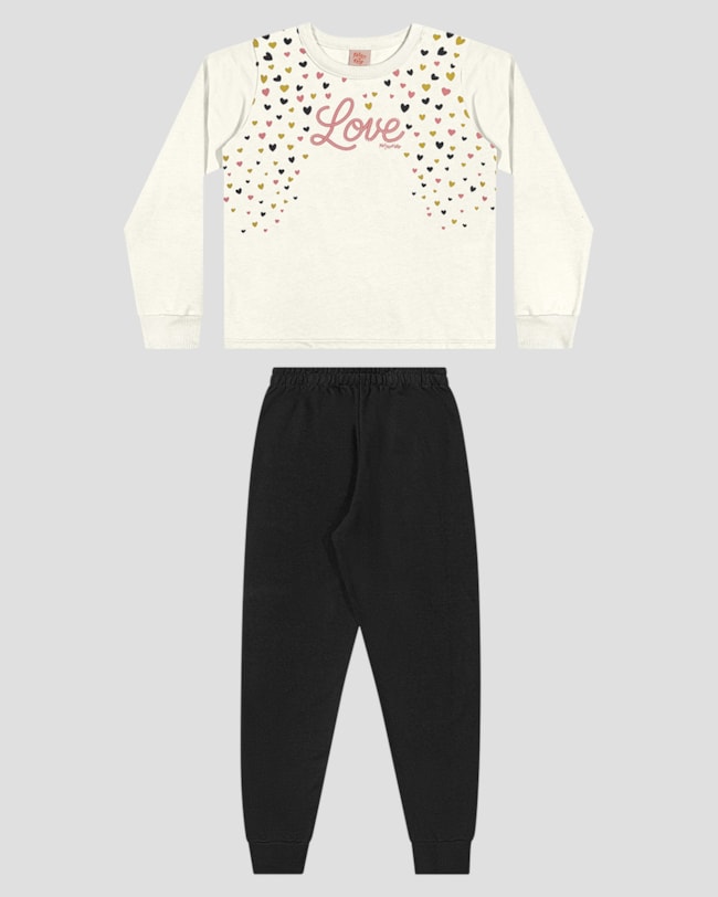 Conjunto Infantil Menina com Blusão e Calça - Kely Kety - Branco-46c3a8ad-c41b-439b-b757-8561cbeb1633