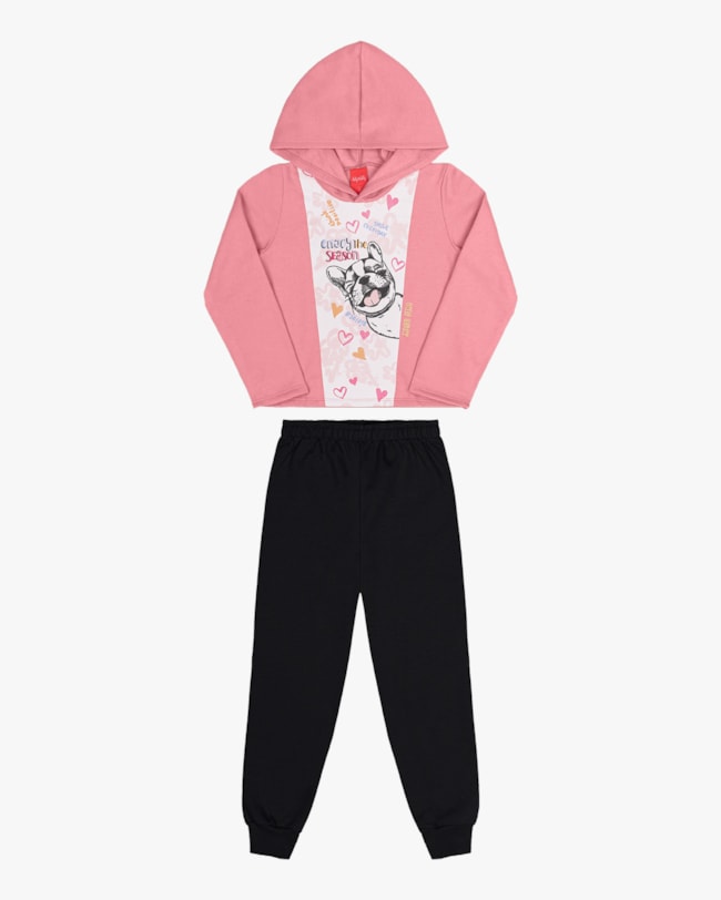 Conjunto Infantil Menina com Blusão e Calça Kely Key - Rosa-0e6ca6e6-7145-40be-9ec8-84ddcb056f4a
