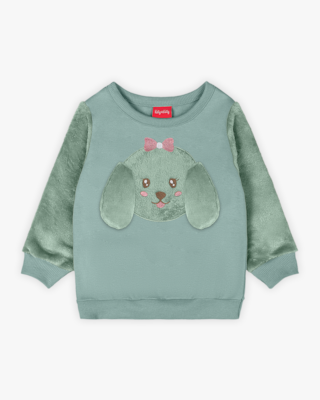 Conjunto Infantil Menina com Blusão Estampa Cachorrinho - Kely Kety - Verde-01
