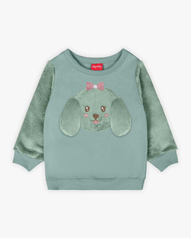 Conjunto Infantil Menina com Blusão Estampa Cachorrinho - Kely Kety - Verde-b16519dd-16e3-49fb-b195-94926e44cd9b