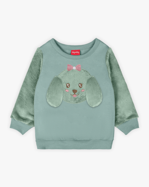 Conjunto Infantil Menina com Blusão Estampa Cachorrinho - Kely Kety - Verde