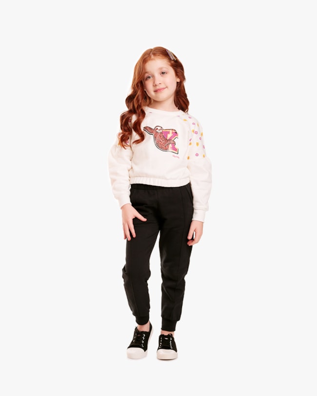 Conjunto Infantil Menina com Blusão Estampa Lantejoula - Kely Kety - Natural-10-25e99d9b-58dd-44a4-8d66-a852373e931c