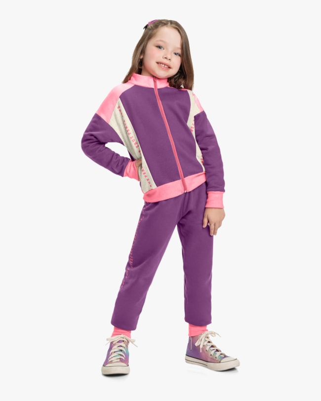 Conjunto Infantil Menina com Jaqueta Bomber Kely Kety -Roxo-514460f2-e452-41fe-827d-12fd492a4d42