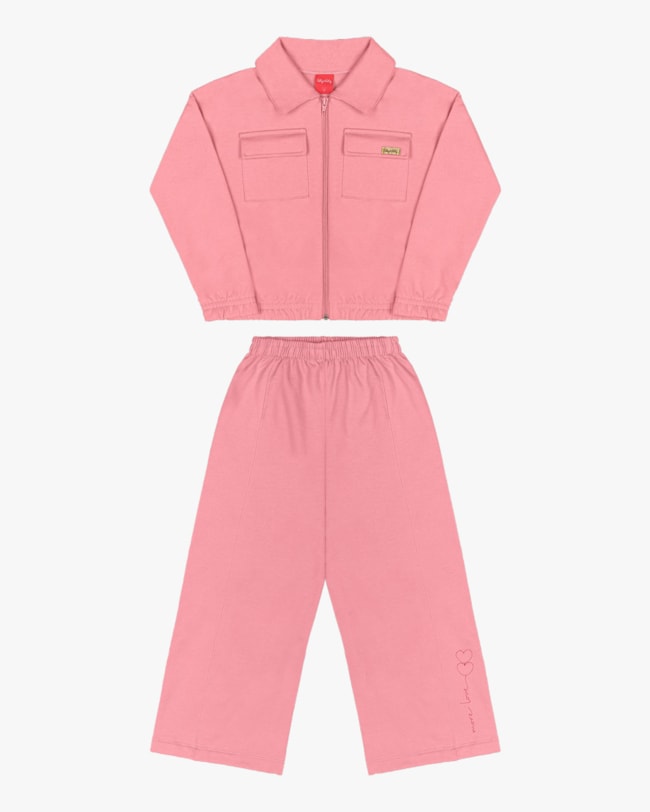 Conjunto Infantil Menina com Jaqueta e Calça Kely Kety - Rosa-6bef585b-747c-4342-b424-20fd28dfa865