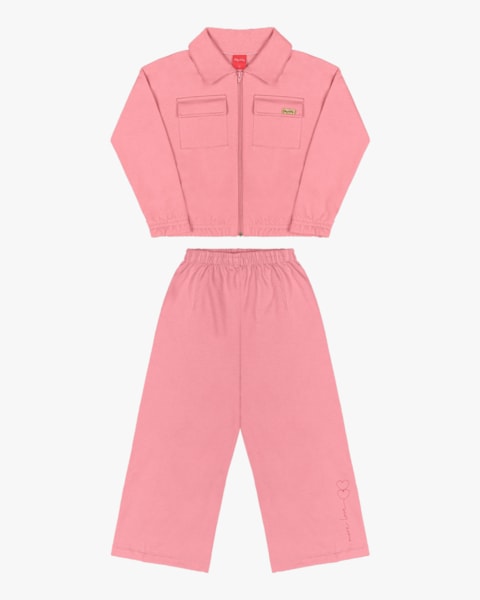 Conjunto Infantil Menina com Jaqueta e Calça Kely Kety - Rosa