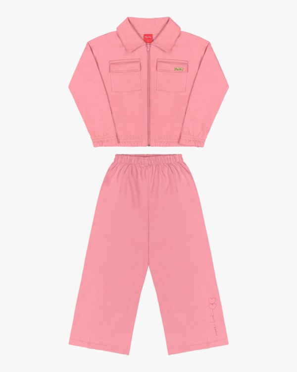 Conjunto Infantil Menina com Jaqueta e Calça Kely Kety - Rosa