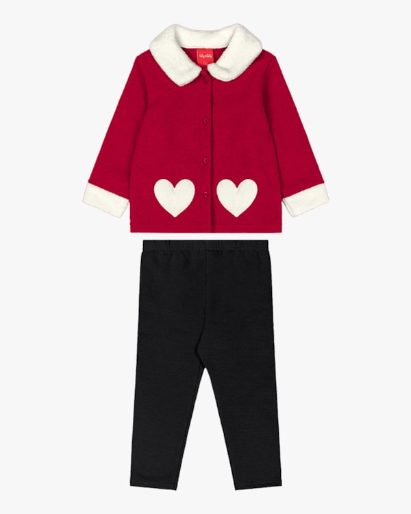 Conjunto Infantil Menina com Jaqueta em Moletom Pelúcia - Kely Kety - Rosa