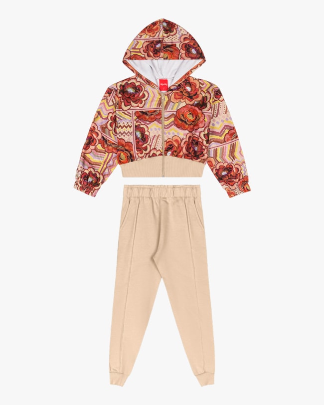 Conjunto Infantil Menina com Jaqueta Estampada - Kely Kety - Deserto-e6c3023c-84cc-406c-82e3-8341cc2afa42