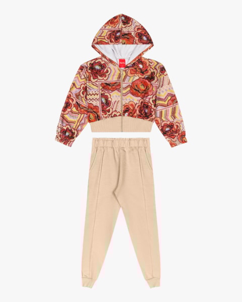Conjunto Infantil Menina com Jaqueta Estampada - Kely Kety - Deserto