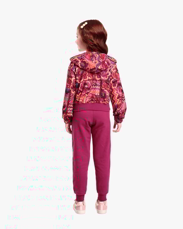 Conjunto Infantil Menina com Jaqueta Estampada - Kely Kety - Rosa Caramelo