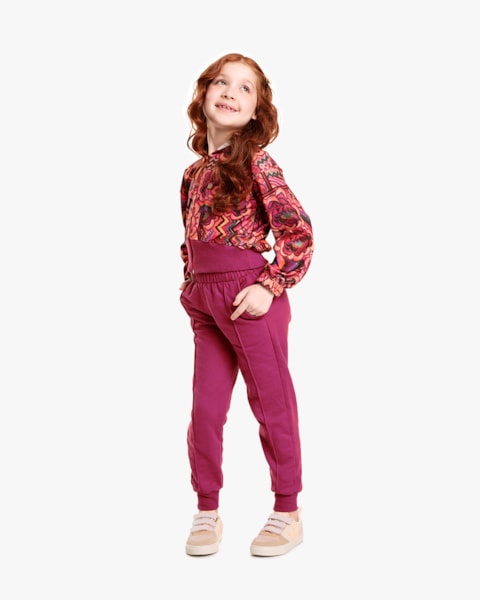 Conjunto Infantil Menina com Jaqueta Estampada - Kely Kety - Rosa Caramelo