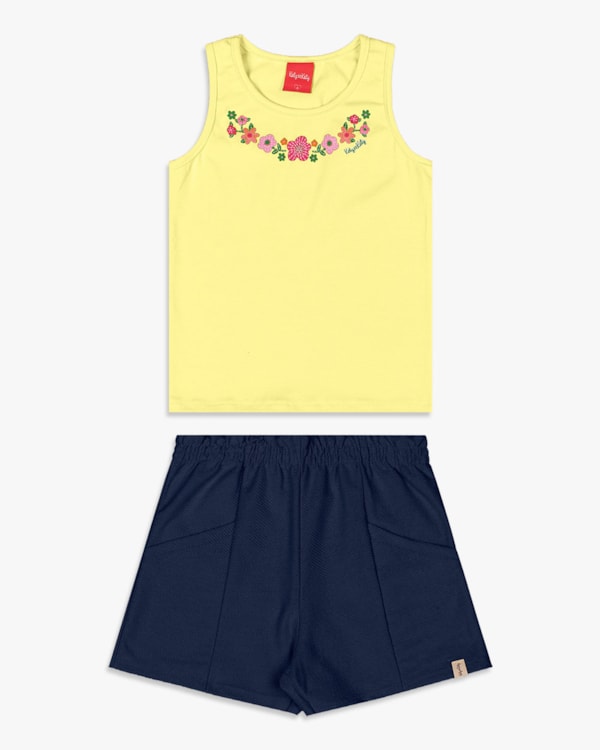 Conjunto Infantil Menina com Regata e Shorts - Kely Kety - Pinacolada