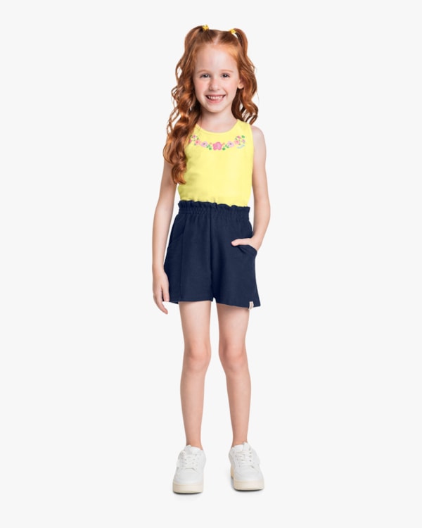 Conjunto Infantil Menina com Regata e Shorts - Kely Kety - Pinacolada