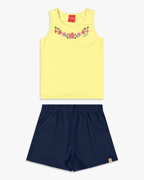 Conjunto Infantil Menina com Regata e Shorts - Kely Kety - Pinacolada
