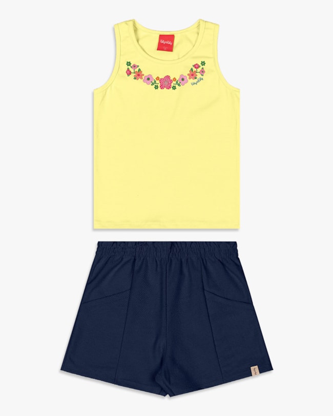 Conjunto Infantil Menina com Regata e Shorts - Kely Kety - Pinacolada-3d892370-f489-4d29-8cee-107bed369118