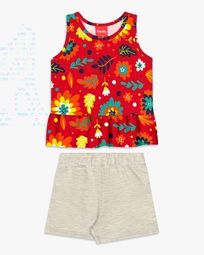 Conjunto Infantil Menina com Regata Estampada - Kely Kety - Tomato-5c134a27-fe5a-41e0-94f7-b22b62060b55