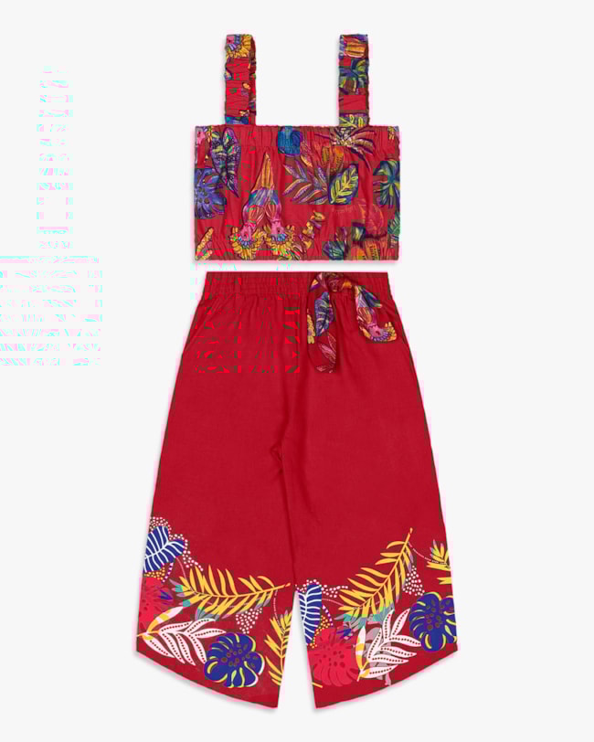 Conjunto Infantil Menina Cropped e Calça Pantacourt – Kely Kety - Carmim-0c88e39f-a308-4e86-9928-5e404de124f7