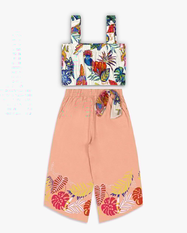 Conjunto Infantil Menina Cropped e Calça Pantacourt – Kely Kety - Natural-ba7554a4-a944-42e8-b35a-be2190e00034