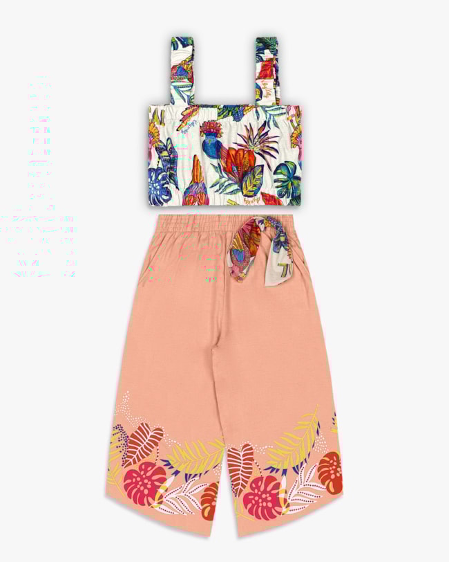 Conjunto Infantil Menina Cropped e Calça Pantacourt – Kely Kety - Natural-00daca2e-e8d3-4044-92b2-e1013ecb3fc8