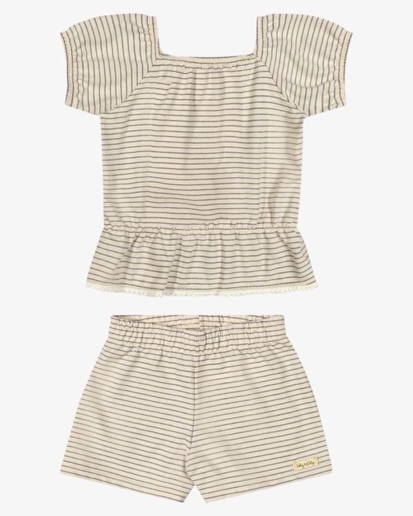 Conjunto Infantil Menina em Malha Listrado - Kely Kety - Tapioca