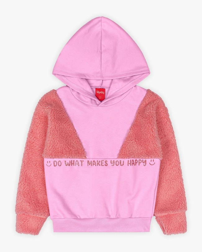 Conjunto Infantil Menina em Moletom e Pelo Teddy - Kely Kety - Rosa-2b3d52e2-48ac-4196-a512-d69608b976f2