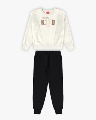 Conjunto Infantil Menina em Moletom e Pelúcia - Kely Kety - Natural -10