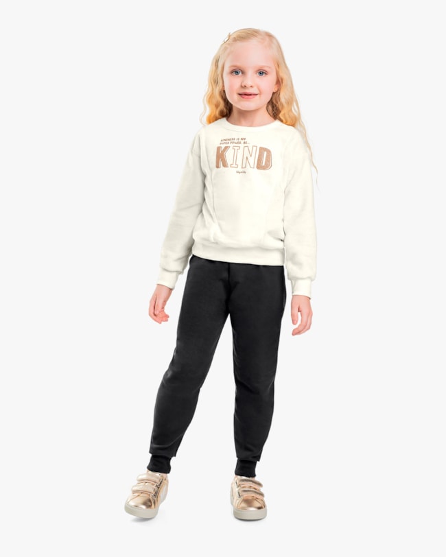 Conjunto Infantil Menina em Moletom e Pelúcia - Kely Kety - Natural-7eba13b5-2783-4ac2-864f-c108f2997c2f