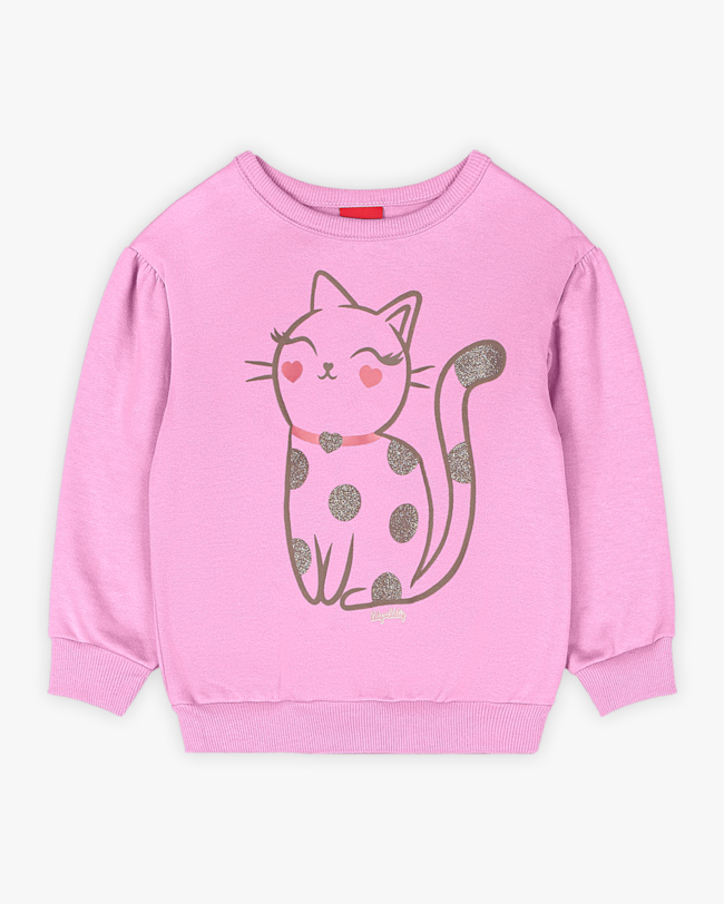 Conjunto Infantil Menina em Moletom Estampa Gatinho - Kely Kety - Rosa-eccf28f3-cfa3-4764-b356-26889e2e2afb