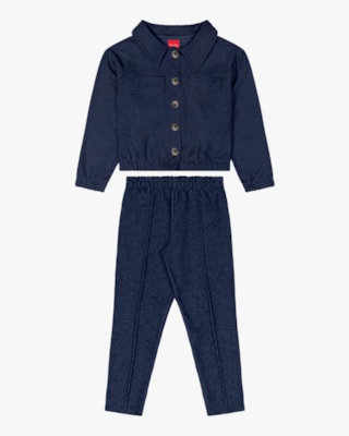 Conjunto Infantil Menina em Moletom Jeans - Kely Kety - Oxford-10