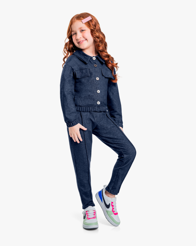 Conjunto Infantil Menina em Moletom Jeans - Kely Kety - Oxford-e09b142a-0e9d-436f-9020-274dcc4e70c0