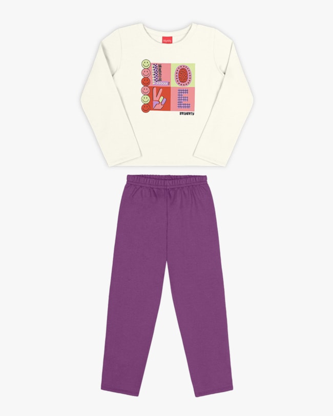 Conjunto Infantil Menina em Moletom Kely Kety - Branco-f288ac43-e9d5-4057-b293-9031ef253ddb
