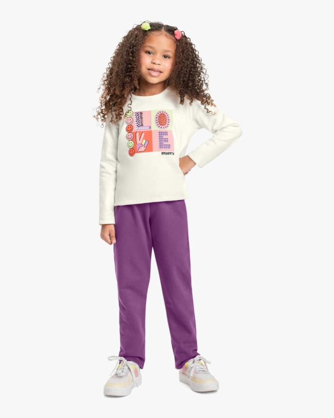 Conjunto Infantil Menina em Moletom Kely Kety - Branco-993e1427-253b-4beb-bfe0-99effec894da