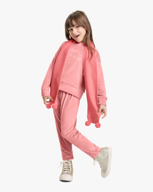 Conjunto Infantil Menina em Veludo Kely Kety - Rosa-4-9d5704a2-36dc-448a-93f1-09ce17b82fc8