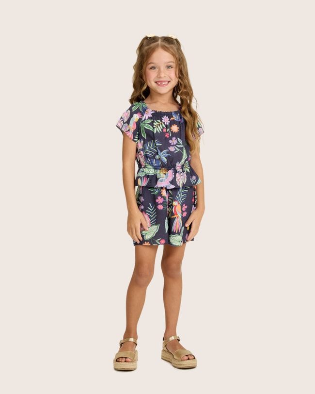 Conjunto Infantil Menina em Viscose Estampado - Kely Kety - Oxford-c2167e39-72ae-4f6a-956d-3a791f80ee71
