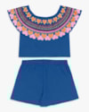 Conjunto Infantil Menina em Viscose Linho com Estampa - Kely Kety - Royal-9e68125f-5e0a-4b41-a79c-66aafea148a3