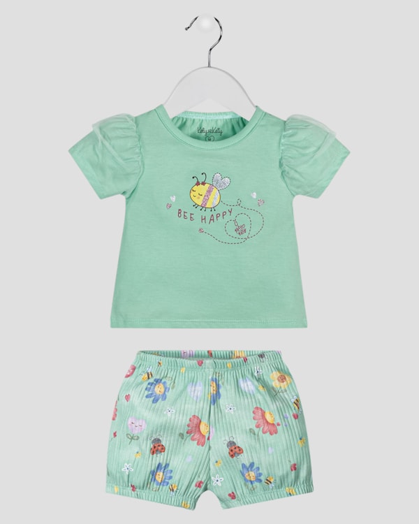 Conjunto Infantil Menina Estampa Abelhinha Kely Kety Verde