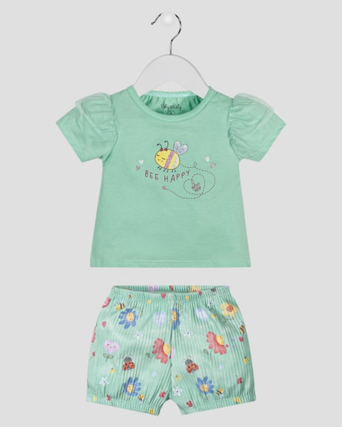Conjunto Infantil Menina Estampa Abelhinha Kely Kety Verde
