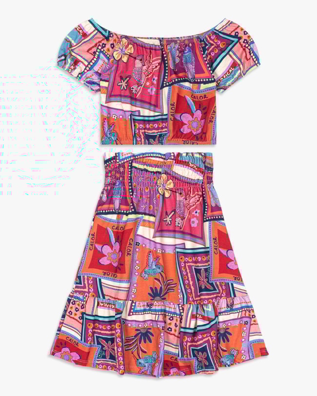Conjunto Infantil Menina Estampado com Blusa e Saia - Kely Kety - Ibiza-5d1d8834-09f7-4a8e-abff-a3956237157c