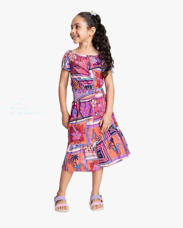 Conjunto Infantil Menina Estampado com Blusa e Saia - Kely Kety - Ibiza