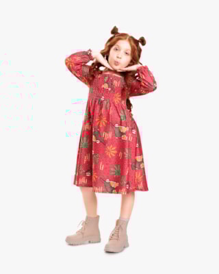 Conjunto Infantil Menina Estampado com Manga Longa - Kely Kety - Wine-10