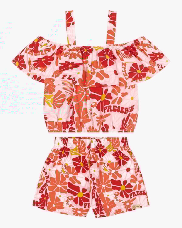 Conjunto Infantil Menina Estampado Flores Kely Kety Sugar