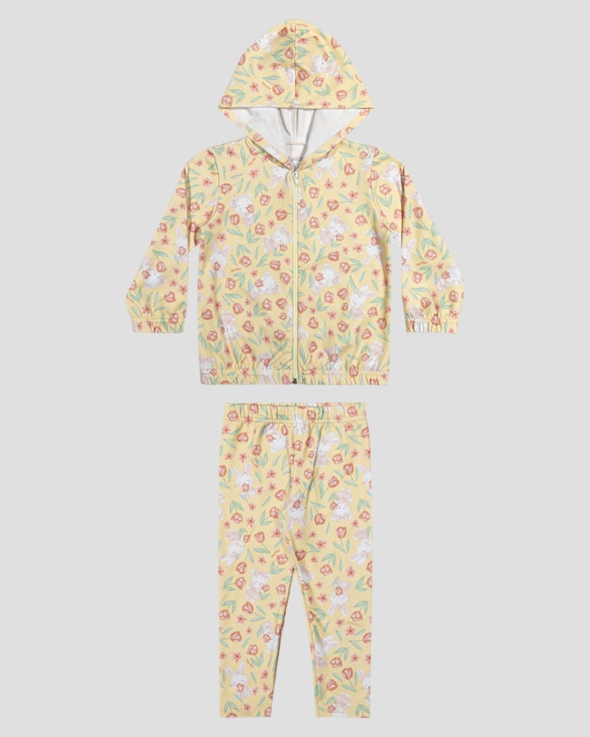 Conjunto Infantil Menina Jaqueta  e Calça Estampada - Kely Kety - Amarelo-8fb69c4c-0f28-4443-afe1-e4eeac261148