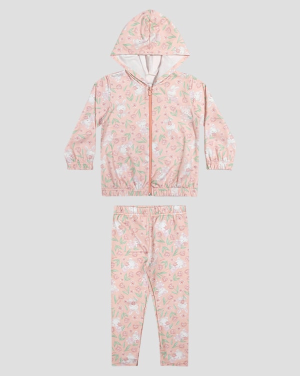 Conjunto Infantil Menina Jaqueta  e Calça Estampada - Kely Kety - Rosa