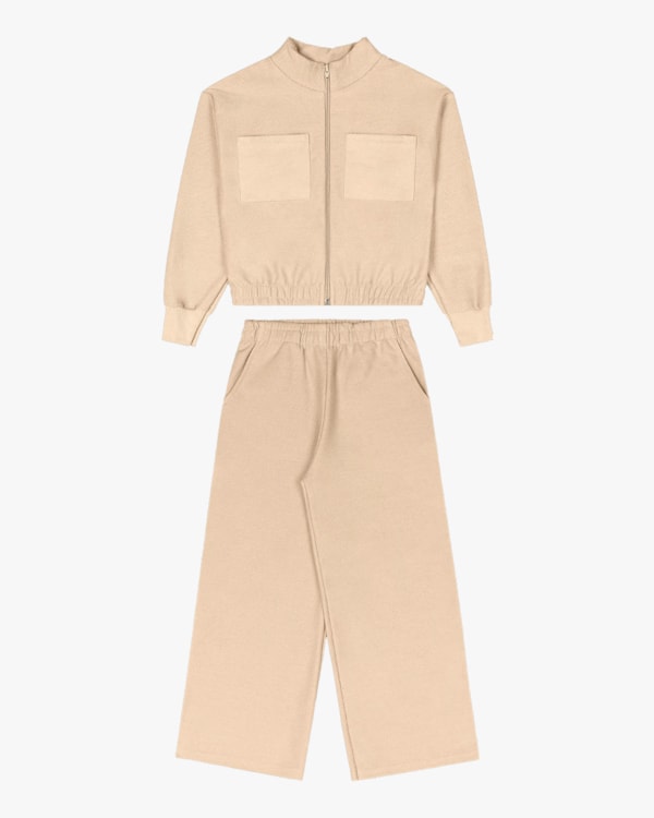 Conjunto Infantil Menina Jaqueta e Calça Wide Leg - Kely Kety - Deserto