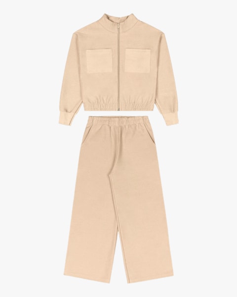 Conjunto Infantil Menina Jaqueta e Calça Wide Leg - Kely Kety - Deserto