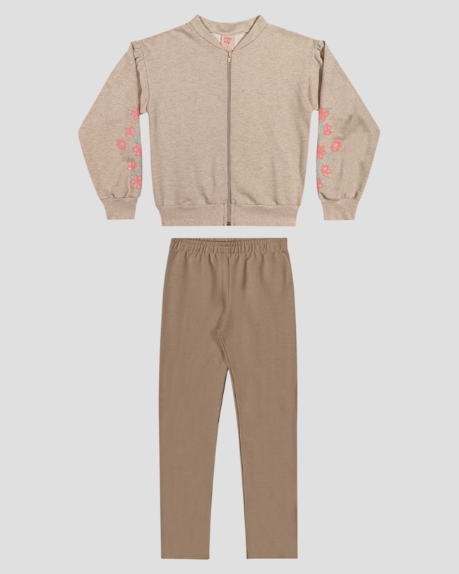 Conjunto Infantil Menina Jaqueta e Legging - Kely Kety - Marrom-380121e0-d5c7-46b4-b01e-9305a67a006b